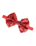 BHC03 Baby Christmas Sequins Headband - Red & Green Glitter Sequins Bow for Christmas Hair Band