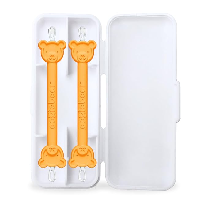 oogiebear: Baby Nose Cleaner & Ear Wax Removal Tool - Safe Booger & Earwax Removal for Newborns, Infants, Toddlers - Dual-Ended - Essential Baby Stuff, Diaper Bag, 2-Pack Orange with case