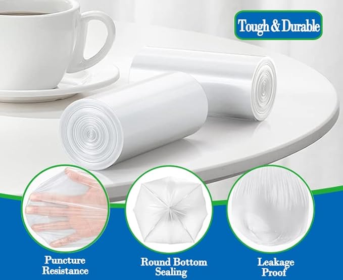 5 Gallon 80pcs Small Clear Trash Bags Strong Garbage Bags, 18-20 Liter Bathroom