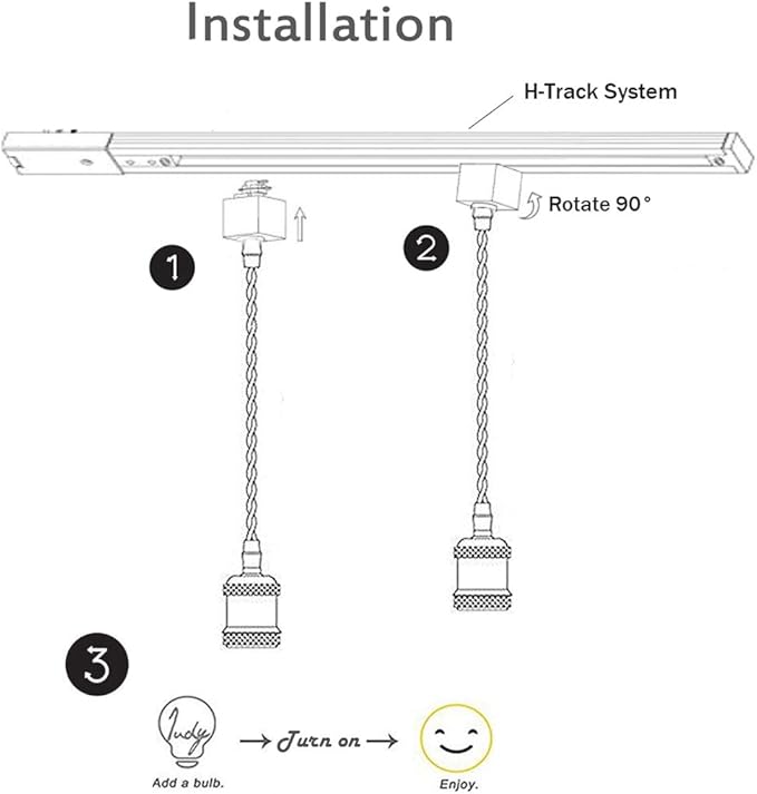 Kiven 3 Pack H-Track Lighting Kitchen Pendant Light -Mini Red Antique Brass Hanging Lamp,23.62" Twisted Cloth Covered Wire with H System Track Adapter