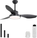 Sofucor 48 Inch Ceiling Fan with Lights Flush Mount Modern Outdoor Ceiling Fans with Remote,3 CCT Dimmable Quiet DC Motor & Timer for Patio/Bedroom/Farmhouse/Indoor (Black, 48 Inch/Remote Control)
