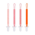 One Piece Design Silicone Pacifier Clip Holder for Baby Boys and Girls,Pack of 4 Flexible Paci Leash,Binky Clips,Newborn Essentials (Fruits, Pink)