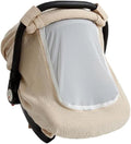 Yuly Baby Car Seat Cover - Stretchy Canopy with Breathable Mesh - Universal Fit - Beige Cotton, Mesh - Not Water Resistant