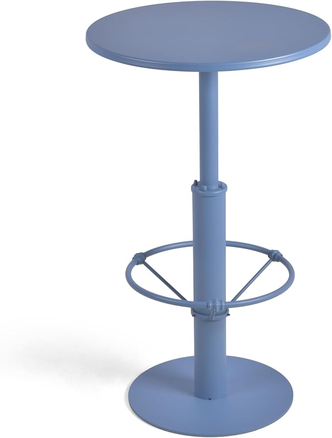 42" Tall Modern Industrial Bar Table-23.6" Dia Round Metal Top Bar Height Adjustable Standing Pub Table-Dining Room Bistro Table-Cocktail Table (Pigeon Blue)