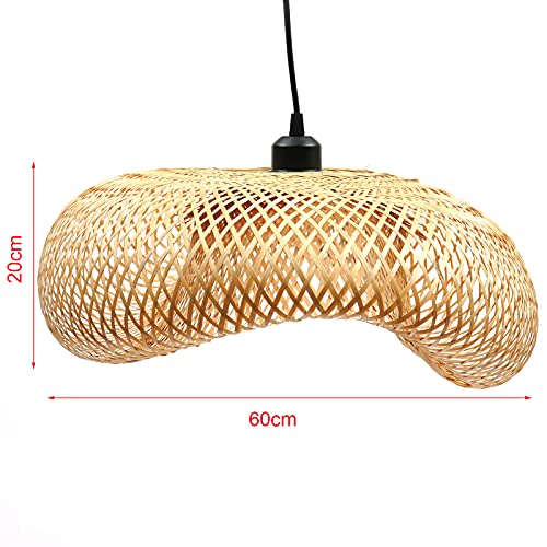TFCFL 15Inch Bamboo Chandelier, Rattan Pendant Lamp Shade Ceiling Lighting Weave Bamboo Rattan E26 Hanging Light Fixture Hollow Lampshade Pendant Light for Dining Room Restaurant (Bulbs Not Included) - size: 24 Inch, Style A