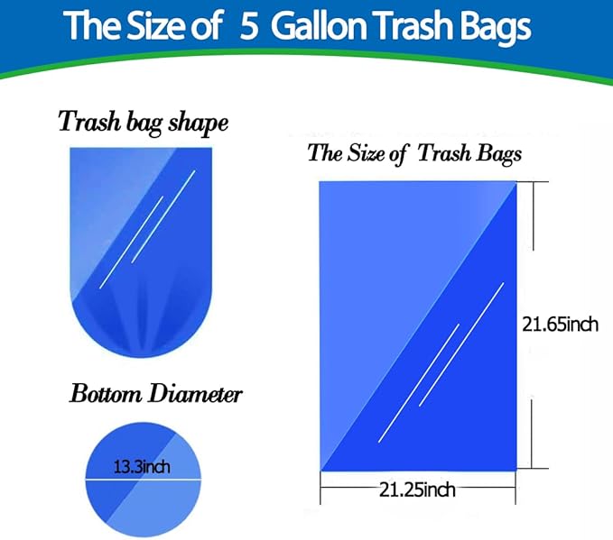 5 Gallon 80pcs Small Clear Trash Bags Strong Garbage Bags, 18-20 Liter Bathroom