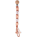 Pacifier Clip for Boys Girls Floral Daisy Macrame Baby Paci Clip Pacifier Holder Leash Boho Wooden Clips Handmade Braided Cotton Binky Clips (1pack:Caramel Style A)