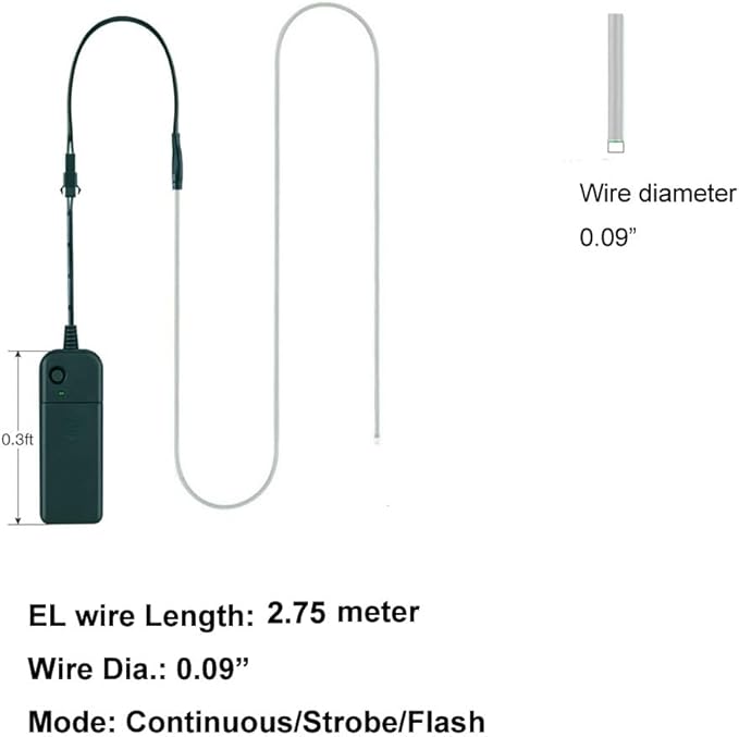 MaxLax EL Wire Pink 10-Pack, 9ft Neon Light Wire with Noise Reduction and Battery Pack…