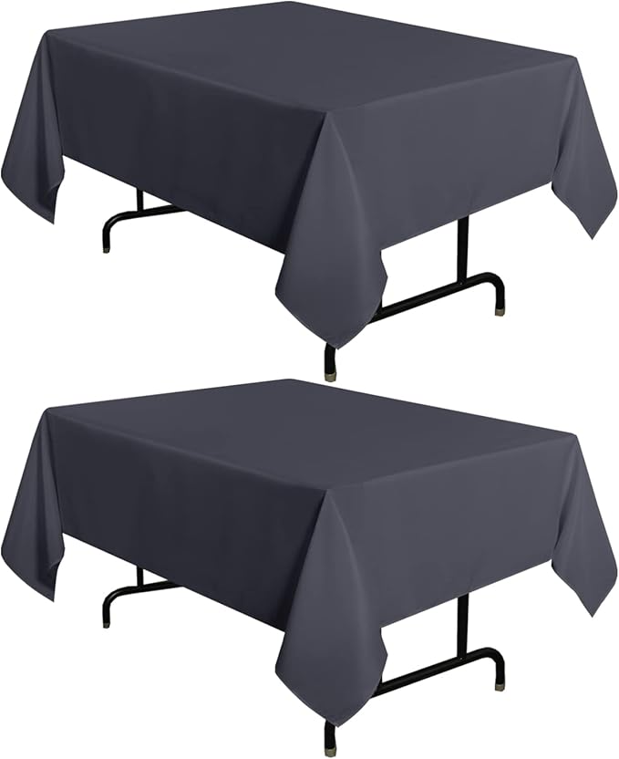 sancua 2 Pack Dark Grey Tablecloth 54 x 54 Inch, Stain and Wrinkle Resistant Square Table Cloth - Washable Polyester Table Cover for Dining Tables, Buffet Parties and Camping