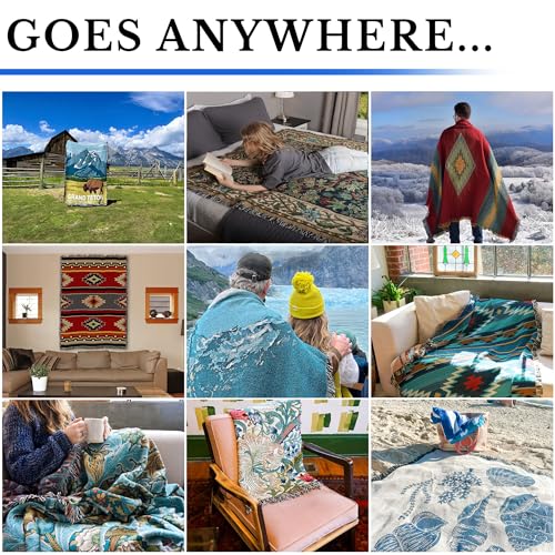 Pure Country Weavers Sandy Fires - Western Tapestry Throw Blanket Woven from Cotton - Made in The USA (72x54) - color: Sandy Fires