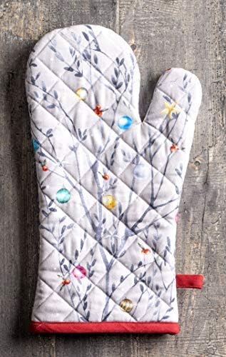 Maison d' Hermine Oven Gloves 100% Cotton Oven Mitt 7" x 13" with Loop Heat Resistant BBQ Cooking Gloves for Thanksgiving Christmas Decorations Baking Handling Hot Pans (Pack of 1, Fairy Christmas)