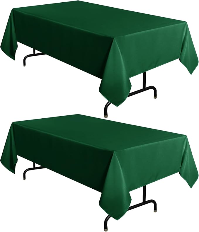 sancua 2 Pack Hunter Green Tablecloth 60 x 102 Inch, Rectangle 6 Feet Table Cloth - Stain and Wrinkle Resistant Washable Polyester Table Cover for Dining Tables, Buffet Parties and Camping