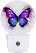 Purple Butterfly Night Light Plug Into Wall Auto Led Sleep Round Lamp for Living Room Hallway Stairs