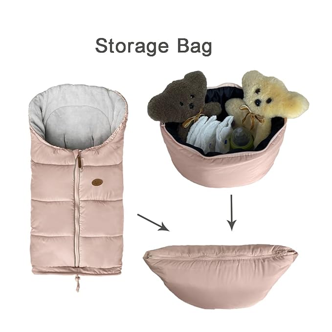 CozyMe Waterproof Winter Comfortable Thick Coral Fleece Universal Stroller Footmuff,Length Adjustable Good for All Toddler,Anti-Kicking, Anti-Slipy Baby Stroller Bunting Bag 0-5T