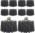 Cuckan 120 Inch Round Tablecloth, 10 Pack Black Stain Resistant and Wrinkle-Free Polyester Table Cover for Wedding, Banquet, Party, Restaurant