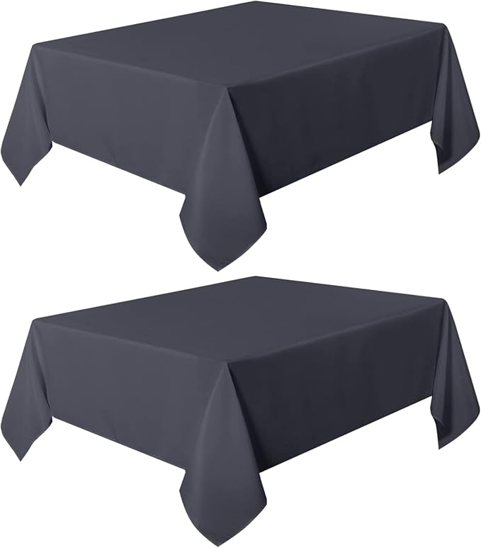 sancua 2 Pack Dark Grey Tablecloth 54 x 54 Inch, Stain and Wrinkle Resistant Square Table Cloth - Washable Polyester Table Cover for Dining Tables, Buffet Parties and Camping