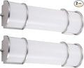 ASD LED 18" Vanity Flush Mount Light Fixture, Linear Bathroom Lighting Bar | 3CCT, Dimmable, Energy Star, ETL Listed | 20W 1650LM 3000-5000K 120V | Long Bath Wall Sconce Over Mirror | Nickel, 2 Pack