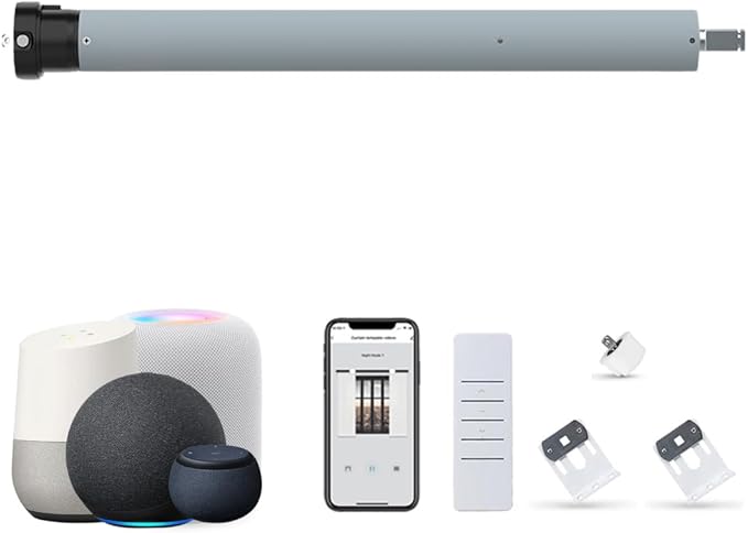 DC24V Matter Over WiFi Smart Blinds Motor 45mm, Motorized Roller Shade Kit Awning Opener, Works with Apple Home/Alexa/Google Home/SmartThings (50 N.m for Φ50mm（2") Groove Tube