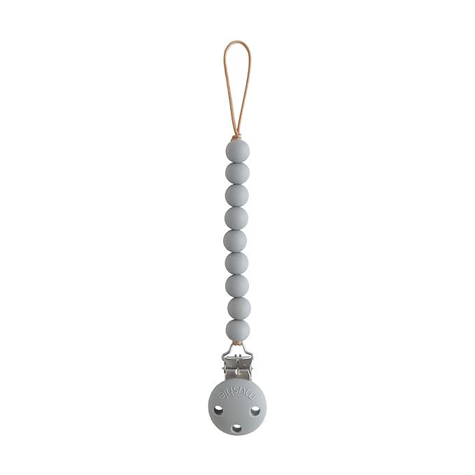 mushie 100% Silicone Baby Pacifier Clip BPA Free | Hera (Stone)