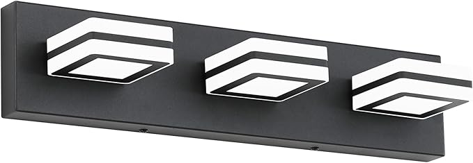 Ralbay Matte Black Vanity Light Fixtures 3 Lights Up and Down LED Modern Bathroom Vanity Lights Over Mirror Acrylic Black Bath Wall Lighting