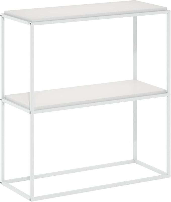 Furinno Moretti Modern Lifestyle Wide Stackable Shelf, 2-Tier, Solid White/White