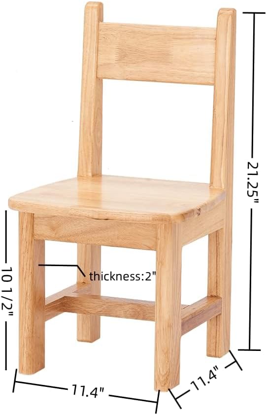 Pure Wood Solid Wood Children Chair for Kids, Kindergarten and Kids' Home Furniture-Natural(2 Same Chairs)