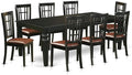 East West Furniture LGNI9-BLK-LC 9 Piece Kitchen Table & Chairs Set Includes a Rectangle Dining Room Table with Butterfly Leaf and 8 Faux Leather Upholstered Chairs, 42x84 Inch, Black