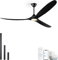 82 Inch Large Smart Ceiling Fans with Light, Black Wood Ceiling Fan with Remote/Alexa/App Control, 3 Propeller High CFM Modern DC Ceiling Fan for Living Room Outdoor Patio Commercial Shop