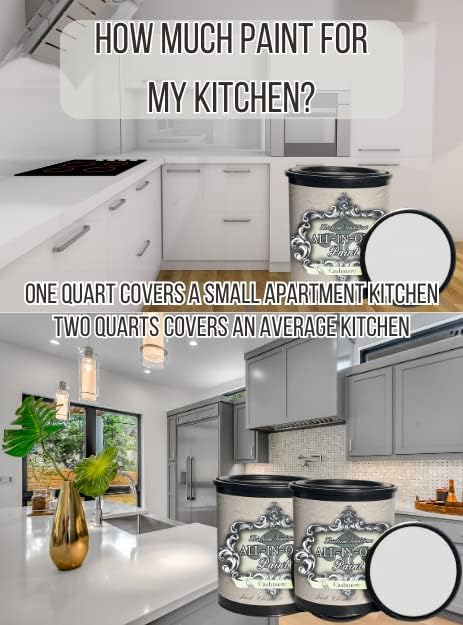 ALL-IN-ONE Paint, Durable cabinet and furniture paint. Built in primer and top coat, no sanding needed. Includes our 30 featured color card - Iron Gate (black), Gallon