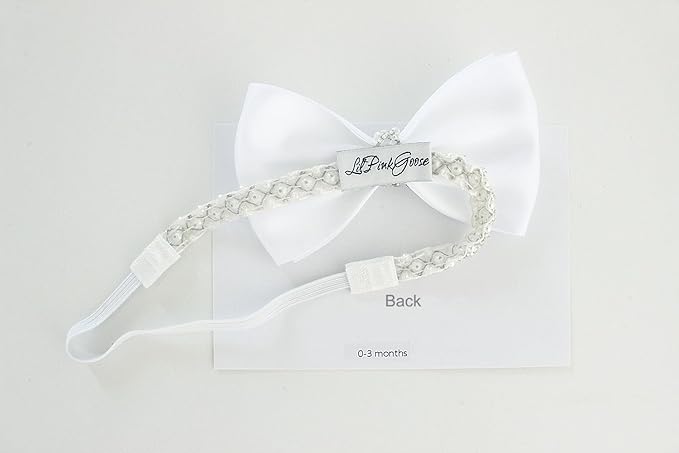 0-12 Newborn Baby Baptism Pearl Headband or Clip with Bow in WHITE Christening Headband with Satin Bow, Pearl Rhinestone Band (Pink(1 Year&up), 1 Count (Pack of 1))