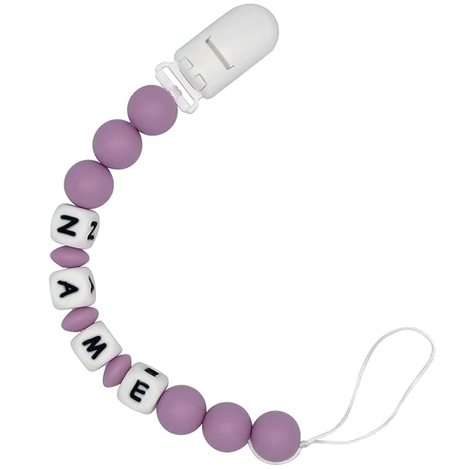 Personalized Name Pacifier Clip Pacifier Holder for Girls Boys (Purple)