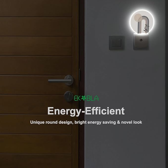 EKOBLA Mid Century Boho Plug-in Night Light, Abstract Sun & Arch Modern LED Nightlight with Dusk to Dawn Sensor for Bedroom & Living Room