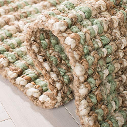 SAFAVIEH Natural Fiber Collection Runner Rug - 2'6" x 8', Sage & Natural Brown, Handmade Jute, Farmhouse Style, Chunky Textured Thick Pile (NF447S) - color: Sage/Natural, size: 2'6" x 8' (Runner)