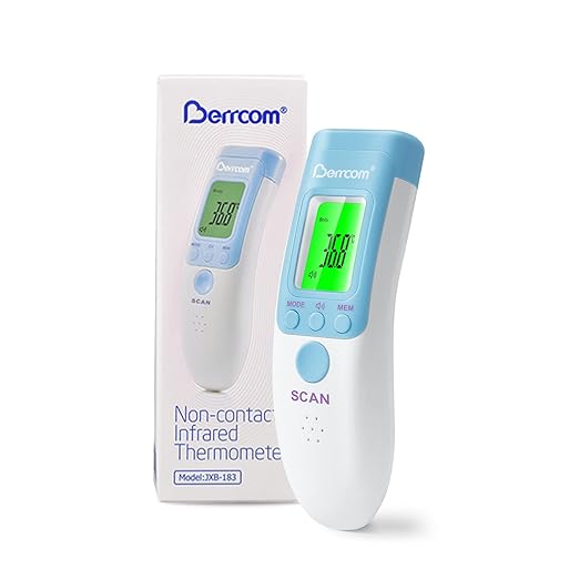 Berrcom Forehead Thermometer for Adults and Kids, Non-Contact Infrared Digital Thermometers for Fever, Room, and Object, Touchless Temperature Gun with Fever Alert