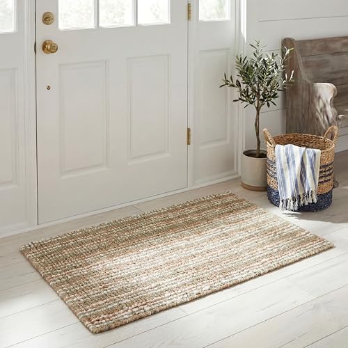 SAFAVIEH Natural Fiber Collection Area Rug - 2'6" x 4', Sage & Natural Brown, Handmade Jute, Farmhouse Style, Chunky Textured Thick Pile (NF447S) - color: Sage/Natural, size: 2'6" x 4' (Rectangular)