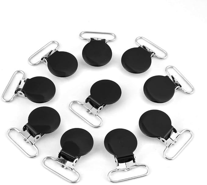 25mm Round Pacifier Clips, Suspender Snaps, DIY Clothes Accessories, for Making Pacifier Holders Bib Clips(Black)
