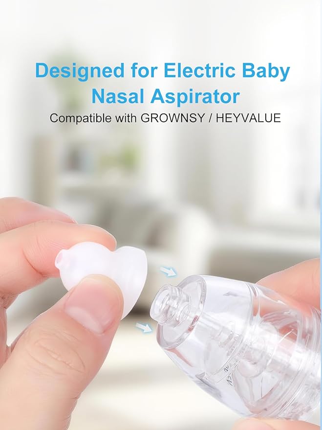 Nasal Aspirator Replacement Parts Compatible with GROWNSY, X-Bosak, Watolt Nose Sucker for Baby & Toddlers, Suction Chamber and 3pcs Silicone Tips Replacement Kit