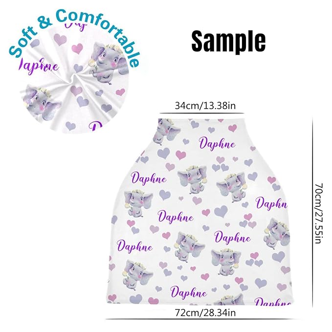 Personalized Woodland Animals Baby Car Seat Covers with Name, Custom Nursing Cover Breastfeeding for Babies, Carseat Canopy for Boys and Girls, Infant Stroller Cover, Breathable Carseats Cover