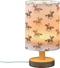Table Lamp Cowgirl on Horse Pattern Nightstand Lamp with Wood Base Fabric Lamp Shade Bedside Desk Lamp for Living Room Bedroom Kids Room Office