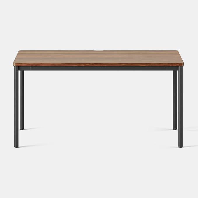 Branch Daily Desk - Functional at Home Office Desk with Effortless Assembly, Timeless Design, Rounded Corners, and Built-in Cable Notch - 58” W x 27” H x 24” D - Walnut - Charcoal