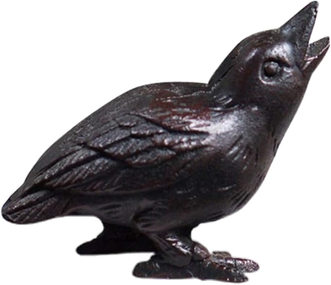 NACH Cast Iron Baby Crow Statue, Raven Garden Statues, Crow Garden Sculpture, Bird Figurines Home Decor, Crow Decor, Raven Decor, Black Bird Statue, 5.4 x 2.2 x 3.2 inches, JS-90-7116