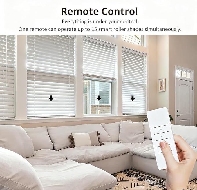 DC24V Motorized Blinds Kit, 45mm Smart Blind Motor for Awning & Roller Shade, Brushless Electric Rollers Motor with Remote, Convert Blinds to Motorized (20 N.m for Φ60mm（2-3/8"） Octagonal Tube)