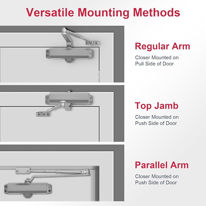 Automatic Garage Door Closer – HBL’ Adjustable Closing & Latching Speed, Durable Sprayed Aluminum, Easy Installation, Also Ideal for Commercial Use.