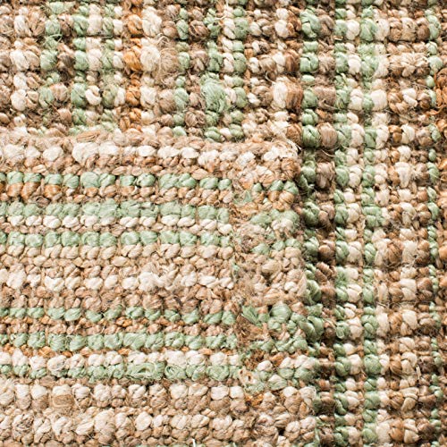 SAFAVIEH Natural Fiber Collection Runner Rug - 2'6" x 8', Sage & Natural Brown, Handmade Jute, Farmhouse Style, Chunky Textured Thick Pile (NF447S) - color: Sage/Natural, size: 2'6" x 8' (Runner)