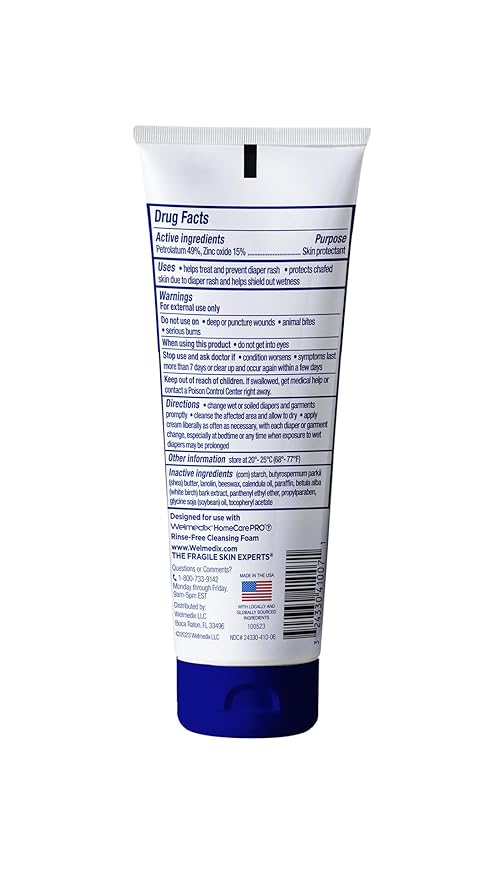 Welmedix Adult Diaper Rash Cream - Zinc Oxide Cream & Moisturizing Skin Barrier Cream, Maximum Strength Diaper Rash Cream for Adults, Skin Protection Ointment - 4oz, Pack of 5