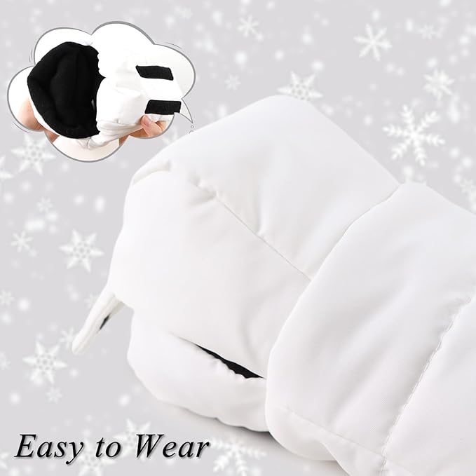 Zsedrut Stroller Gloves Universal Winter Anti-Freeze Stroller Mittens Water Repellent Hand Warmer Muff Fleece Lined,Winter Stroller Accessories (White)