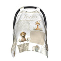 Personalized Baby Car Seat Canopy for Babies with Name, Custom Car Seat Covers for Boys Girls, Crown Animals Nursing Breastfeeding Stroller Cover Infant Carseat Canopies for Newborn