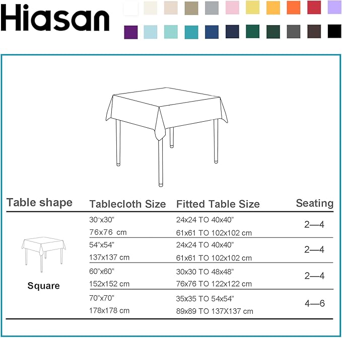 Hiasan 2 Pieces Royal Blue Tablecloth Square - Waterproof and Washable Fabric Table Cloth for Card Tables, 40 x 40 Inch