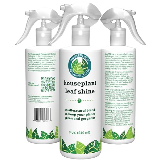 Houseplant Leaf Shine Spray – All-Natural Leaf Cleaner and Gloss for Healthy Shine & Better Photosynthesis | Perfect for House Plants and Foliage | 8 oz