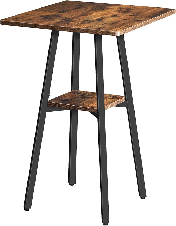 HOOBRO Bar Table, 2-Tier High Top Pub Table, Counter Height Table with Storage, Small Kitchen Dining Table, 36.6" High Bar Table for Living Room Party, Easy to Assemble, Rustic Brown BF51BT01